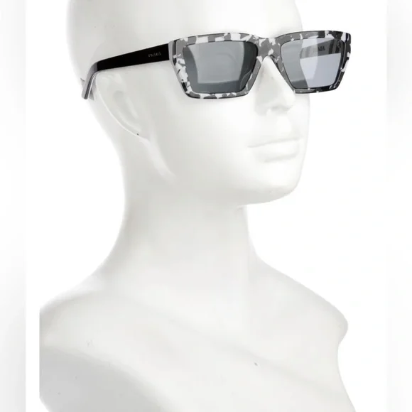 Prada Rectangular PR 04VS Millennial Sunglasses in Black & White display picture 3